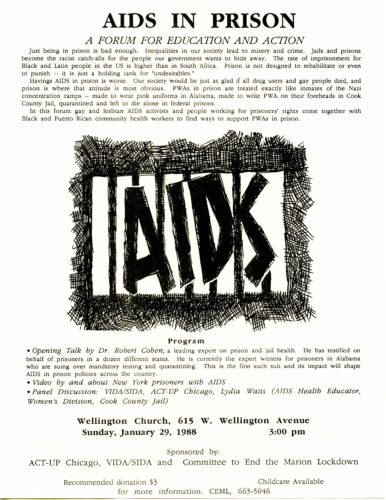 Flyer for the AIDS in Prison forum