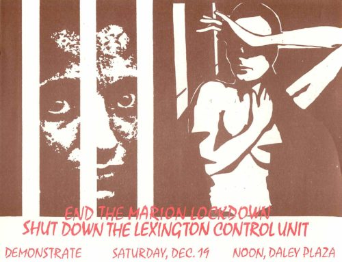 Flyer with prison images calling for a demonstration against the Marion lockdown and the Lexington Control Unit