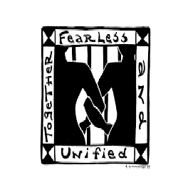 CCWP logo - two women with interlocking arms through prison bars with the words Together Fearless and Unified
