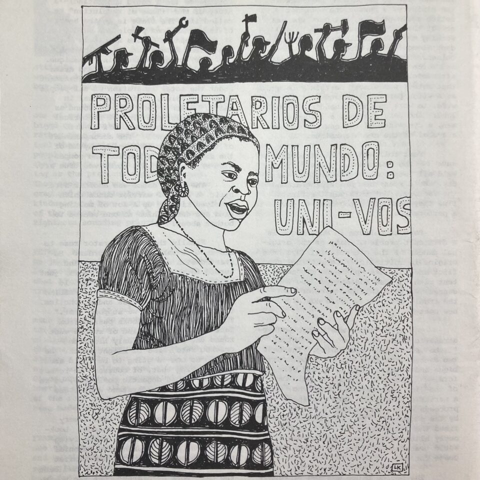 Angolan women reading from piece of paper